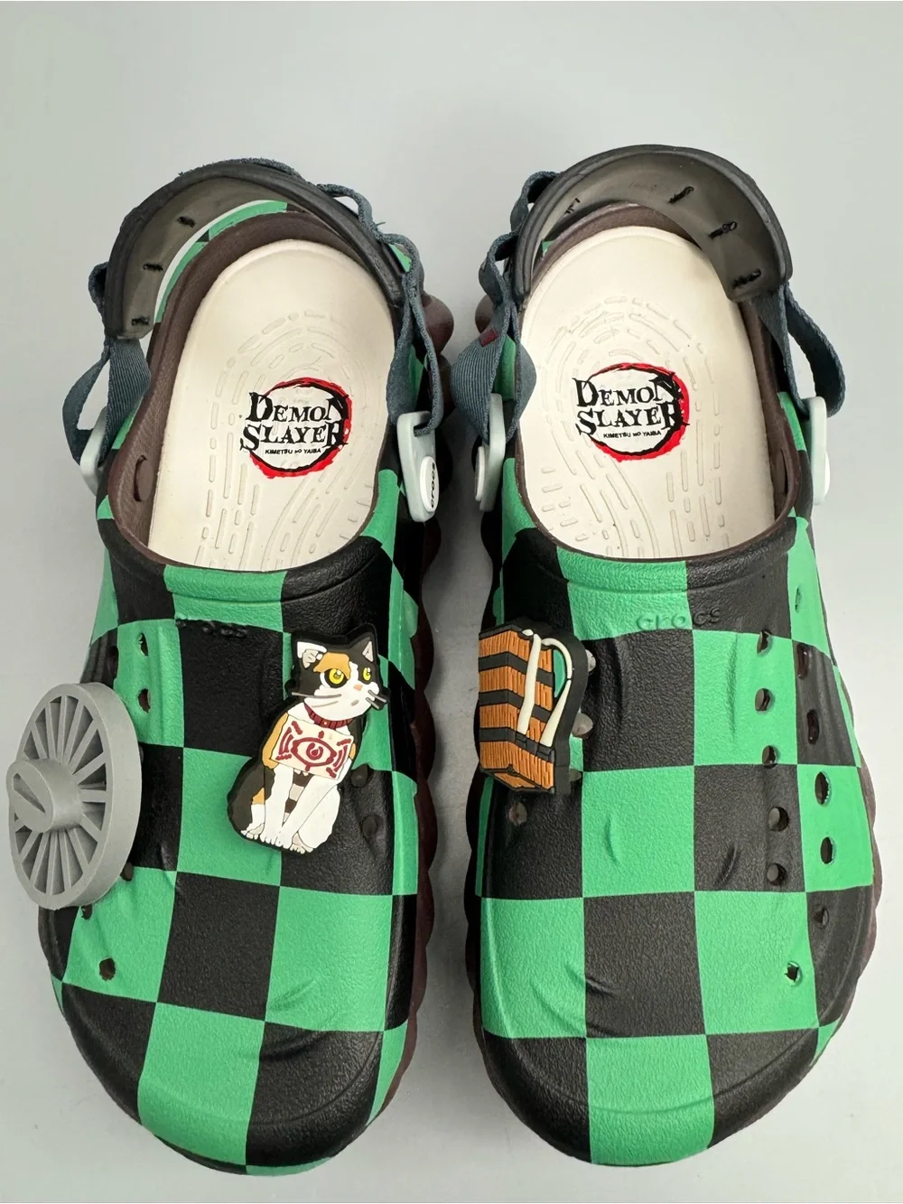 CROCS Kids Green & Black Check Demon Slayer Clog Sandals